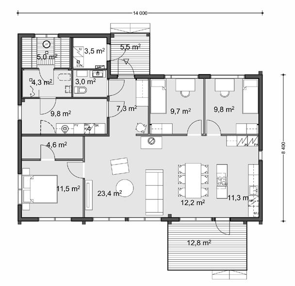 PINO 130 1A Kerrosala 130,0 m² Huoneistoala 120,0 m²