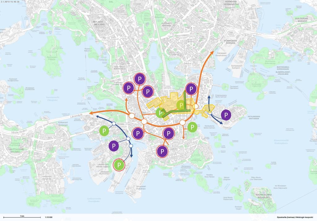 Uudet kävelykadut Laajennettu kävelykeskusta Liikenteelliset kokonaisratkaisut Kokoojakatu ja tonttikadut Satamaliikenteen yhteydet Liittymät Asumiseen painottuva pysäköinti Uusi asukaspysäköinti