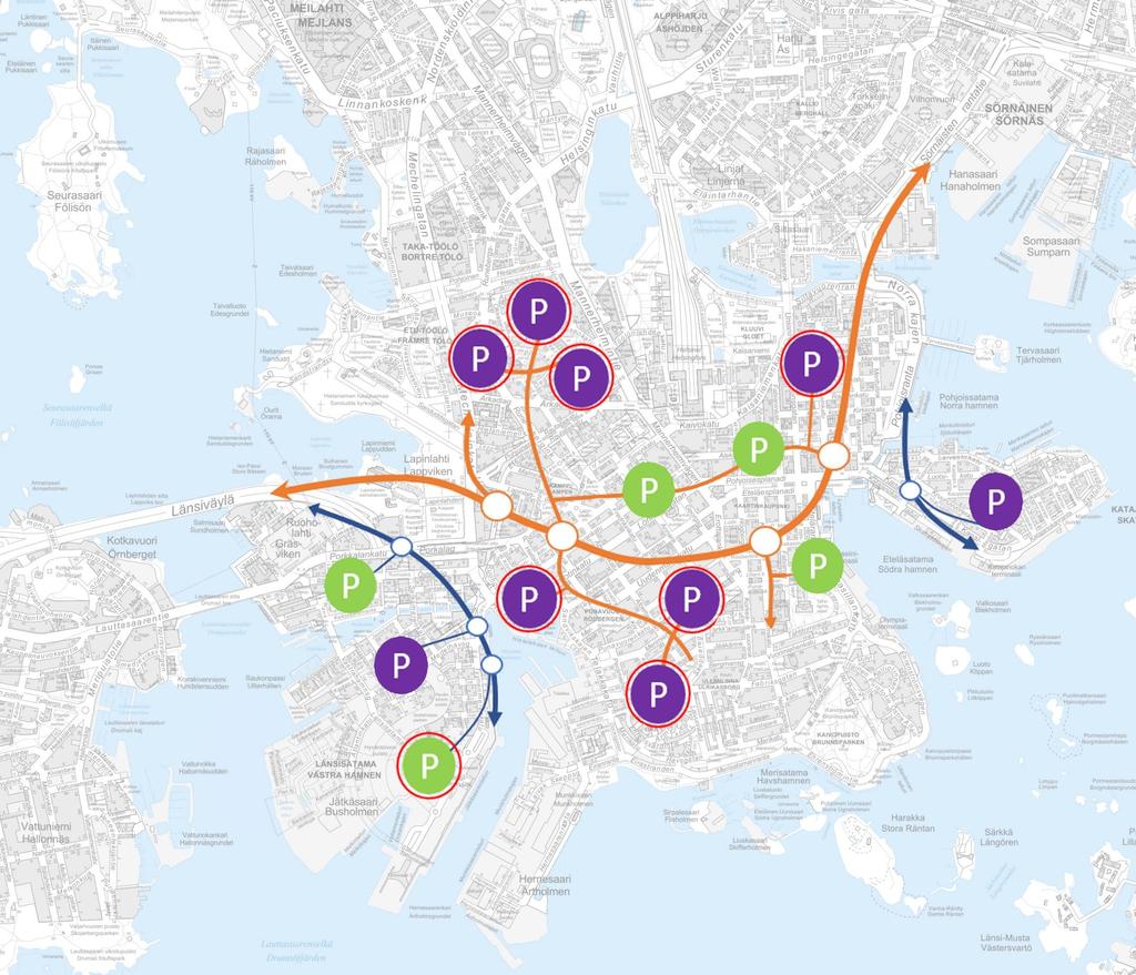 Maanalainen kokoojakatu ja liittymät Suunnitelman lähtökohtana on, että maanalainen kokoojakatu palvelee tehokkaasti kantakaupunkiin suuntautuvaa asukas-, työmatka- ja asiointiliikennettä.