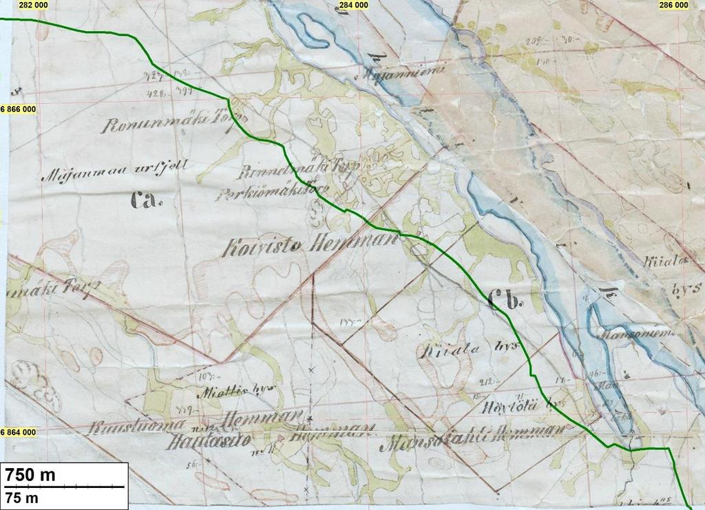 Ote pitäjänkartasta 2122 07 Ikaalinen vuodelta 1847.