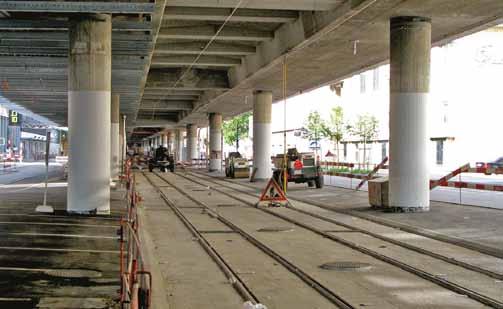 Vasemmalla ratikan työmaa Hardbrücken alla. Kuvat Jyrki Majanmaa.