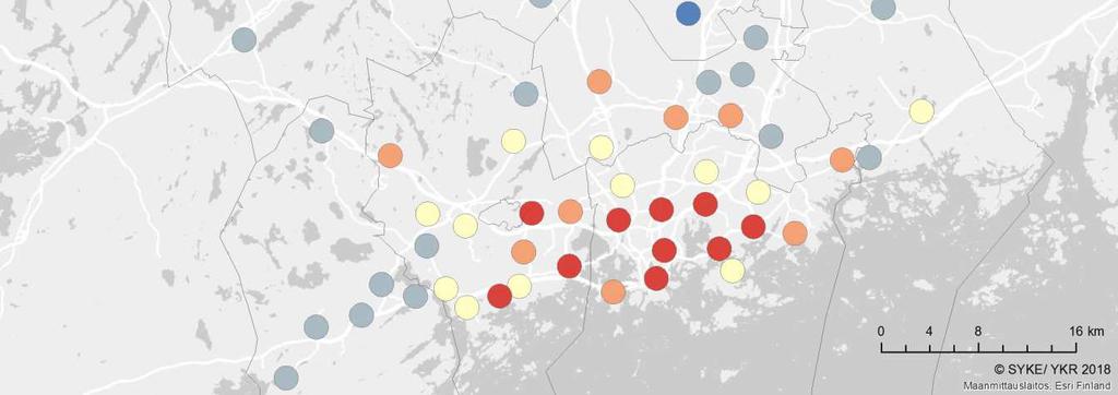 Ydinalueen ulkopuolella nämä keskuksiksi määritellyt alueet kasvavat maltillisemmin, ja osaa ei selkeästi olla kehittämässä lähitulevaisuudessa.