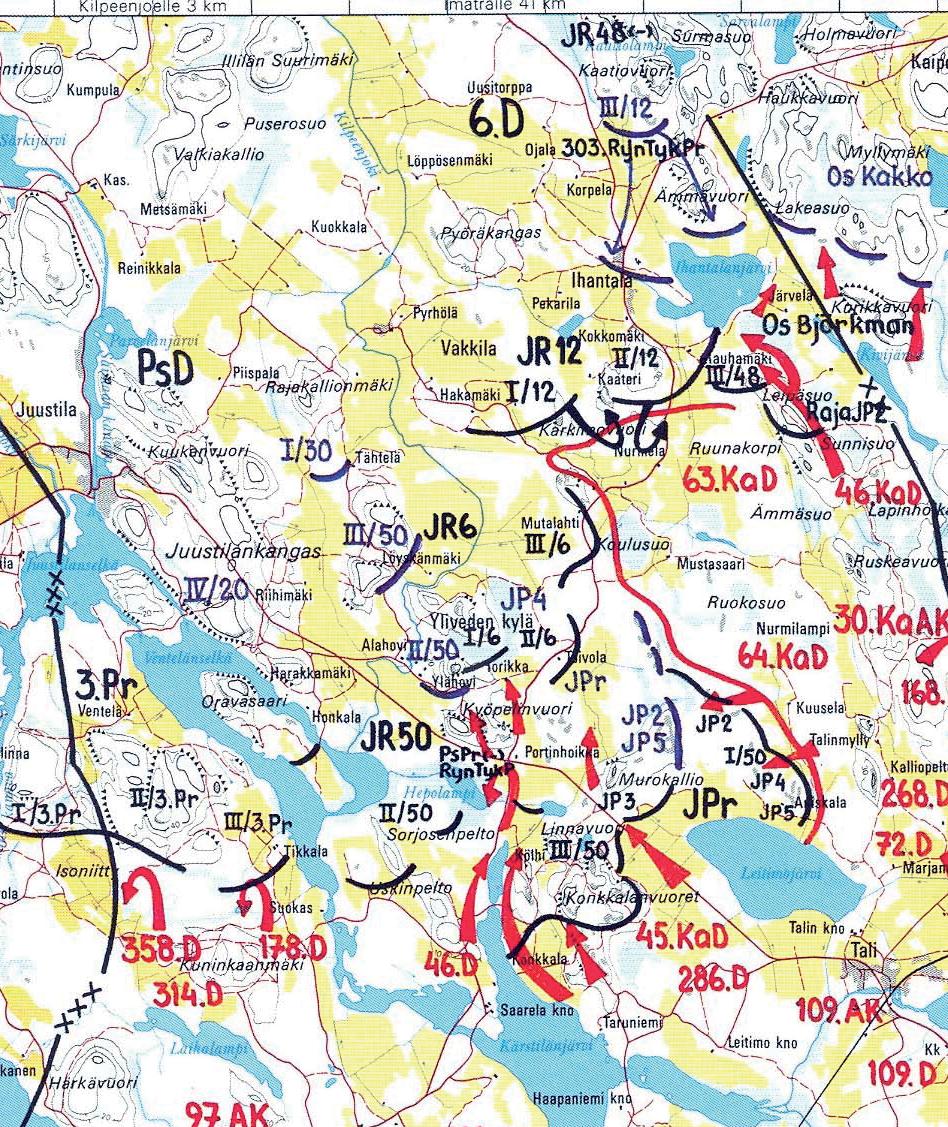 LC Orimattila/Viljamaan 40-vuotishistoriikki pataljoonilla ei kyetty torjuntaan. Kenrm Einar Vihman 6.
