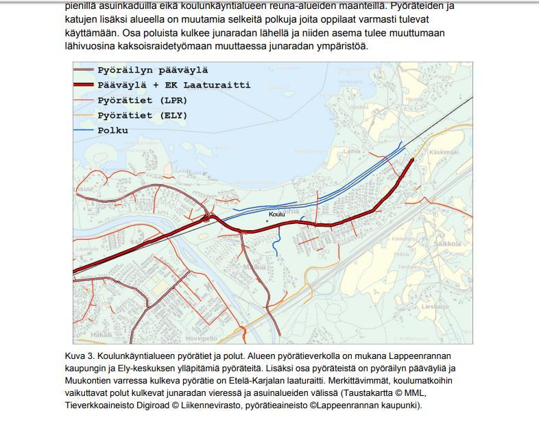 Lappeenranta: koulumatkojen Tavoitteena pyöräilyn turvallisuuden ja sujuvuuden parantaminen keskeisillä