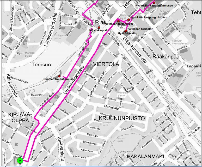 Kartat pilottikoulujen opettajille: parhaat reitit koululta - Kirjastoon - museoihin - luontopoluille - uimahalliin -