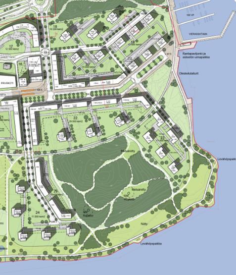 4. TARKASTELUN TULOKSET 4.1 Aluetehokkuus Vuoden 2010 yleissuunnitelmassa on esitetty rakennettavaksi kerrosalaksi tarkastelun kaavaalueelle n.102 000 k-m². Korttelialueiden pinta-ala on n. 9,4 ha.