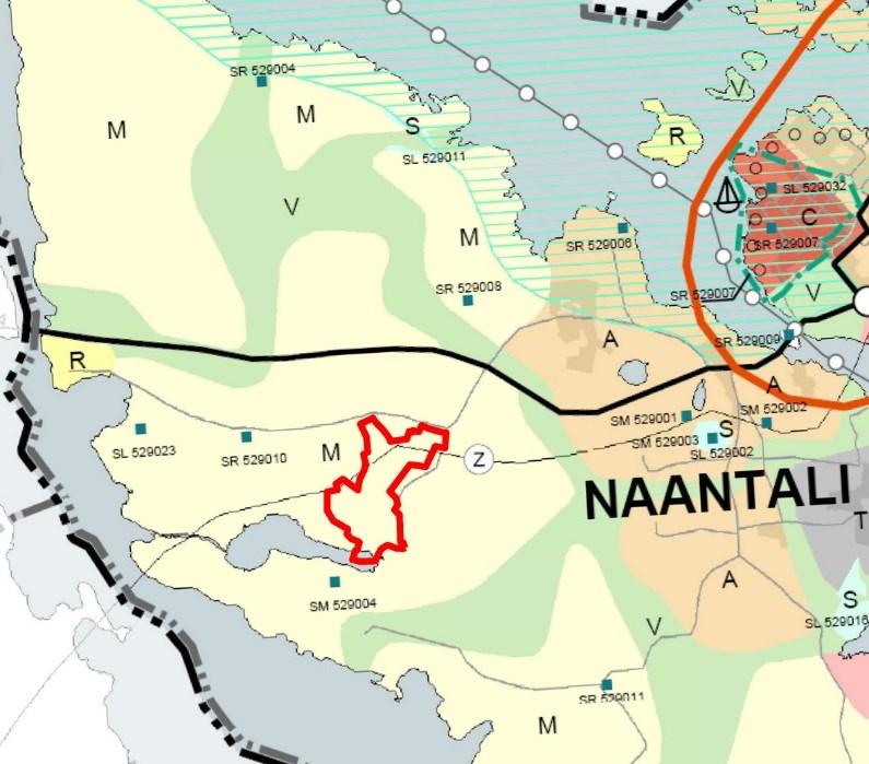 Naantalin kaupunki tekniset palvelut maankäyttöosasto asemakaavoitus sivu 3/6 Alueen kaavallinen tilanne Maakuntakaava Oikealla ote maakuntakaavasta (kaava-alueen rajaus saattaa muuttua) Turun