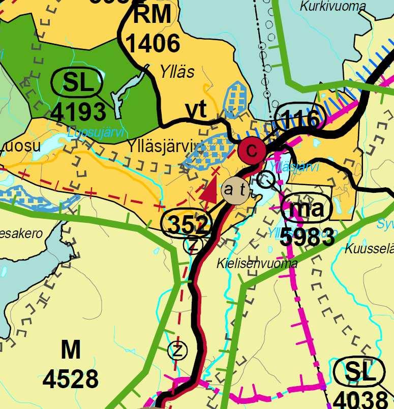 FCG Suunnittelu ja tekniikka Oy Kaavaselostus 9 3.2 Suunnittelutilanne 3.2.1 Kaava-aluetta koskevat suunnitelmat, päätökset ja selvitykset 3.2.1.1 Pohjakartta 3.2.1.2 Maakuntakaava Aluetta koskevat valtakunnalliset alueidenkäyttötavoitteet ja Tunturi-Lapin maakuntakaava.