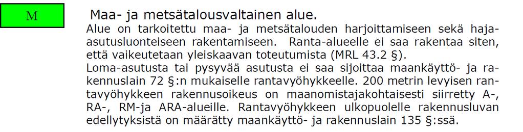 Kuva 4: Ote rantaosayleiskaavasta.