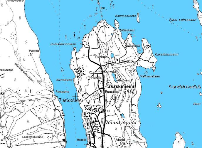 ASEMAKAAVAN MUUTOS TAHKOVUORI, KORTTELI 215 (OSA), TONTTI 11 (4) 1.2 Kaava-alueen sijainti Kaava-alue sijaitsee Tahkon keskusta-alueen pohjoispuolella, Syvärin rannalla Sääskiniemen pohjoisosassa.