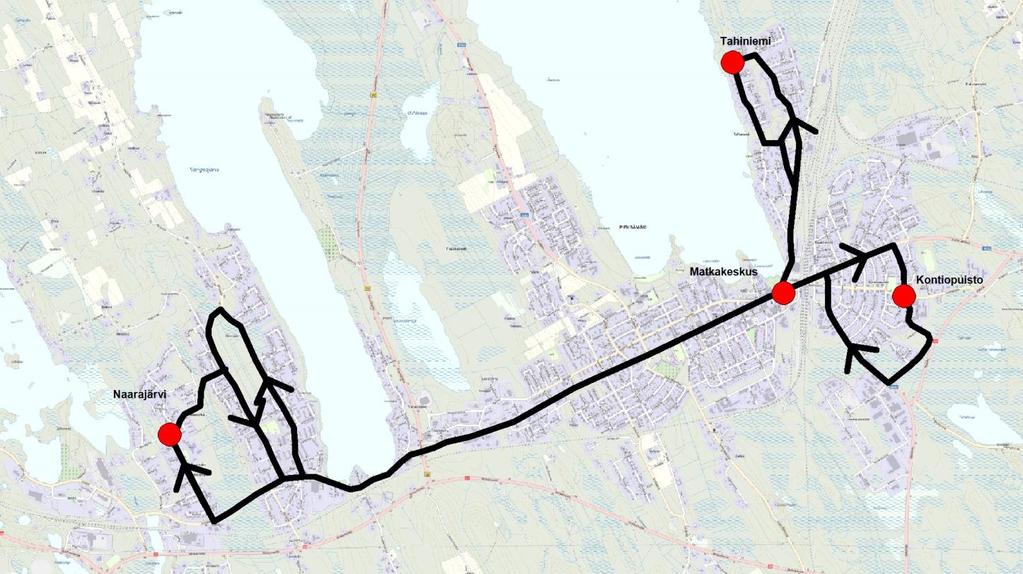 22/26 Kohde 3 Pieksämäen paikallis- ja palveluliikenne Linja 1 Naarajärvi-Keskusta Linja 1, Naarajärvi-Keskusta, maanantai-perjantai Naarajärvi Matkakeskus ahiniemi Kontiopuisto ahiniemi Matkakeskus