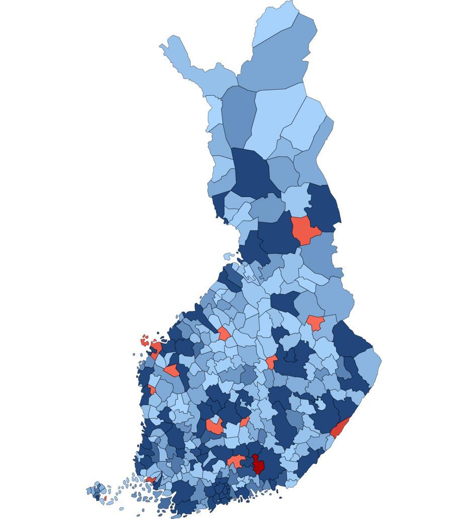 NETTOMAAHANMUUTTO VUOSINA 2015-2017 Eniten muuttovoittoa ulkomailta vuosina 2015-2017 NETTOMAAHANMUUTTO KUNNITTAIN VUOSINA 2015-2017 MUUTTOVOITTOA / 291 KUNTAA MUUTTOTAPPIOTA / 20 KUNTAA HUOM!