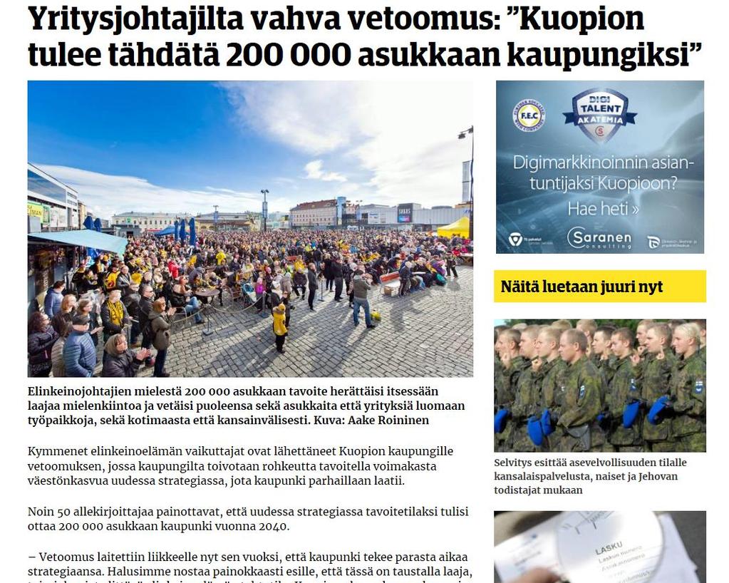 Vaikuttamisen keskiössä kuntavaalit ja kuntien uudet strategiat Kuopion alueen kauppakamari ja sen osastot Kuopiossa, Varkaudessa ja Ylä-Savossa osallistuivat aktiivisesti vaaleja edeltävään ja