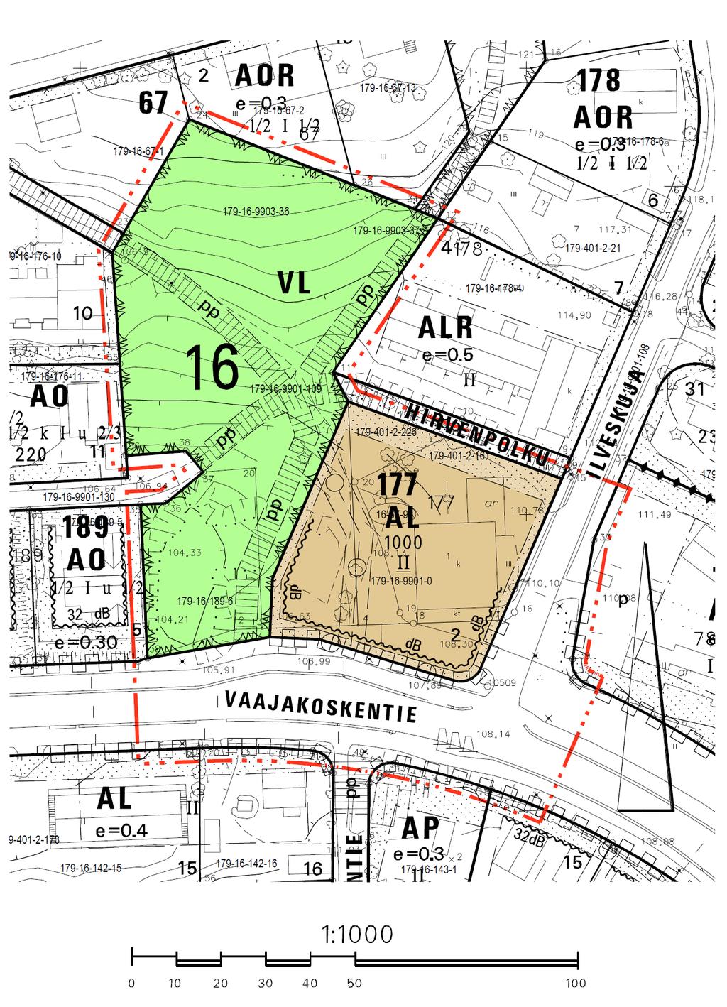 Asemakaavan muutosehdotus, pienennös Vaajakoskentie 67