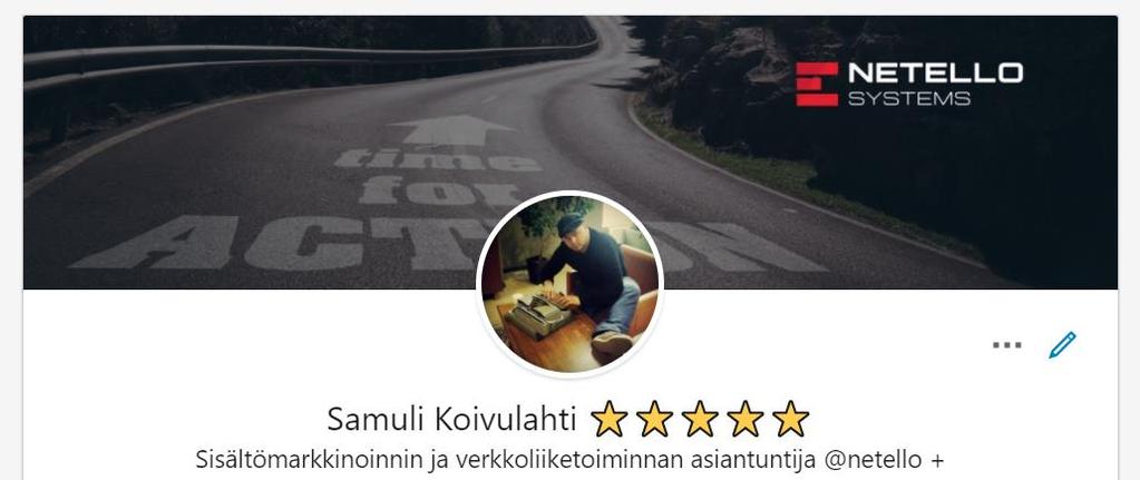 2. Käytetäänkö profiilissasi sellaisia sanoja, joilla käyttäjää etsitään? (Haut titteleillä Linkedinin sisällä ovat todella yleisiä) 3. Millainen kansibanneri profiilissa on?