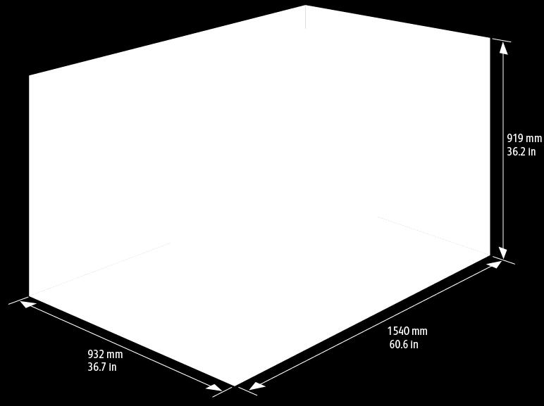 Syvyys 1540 mm (60,6") 1540 mm (60,6") Korkeus 919 mm (36,2") 1014 mm (39,9")
