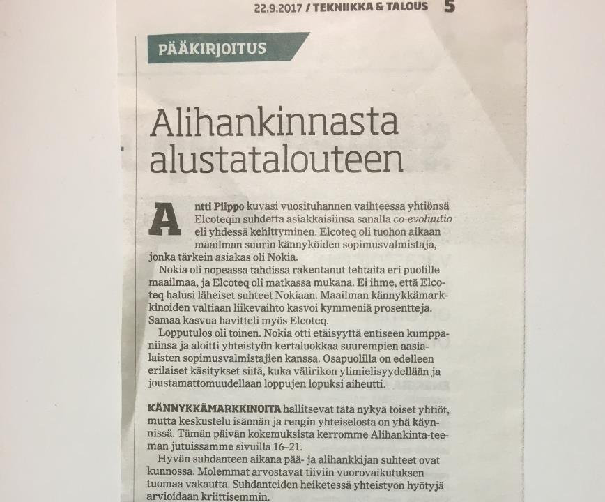 Alustatalous on muutosvoima Kyllä Aivan varmasti Alustatalous muuttaa jotain teidän toiminnassanne Ei