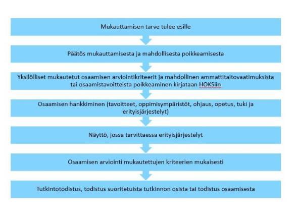 14 8.4. Mukautetut arviintikriteerit Opiskelijalle laaditaan yksilöllinen arviinti ja yksilölliset arviintikriteerit.