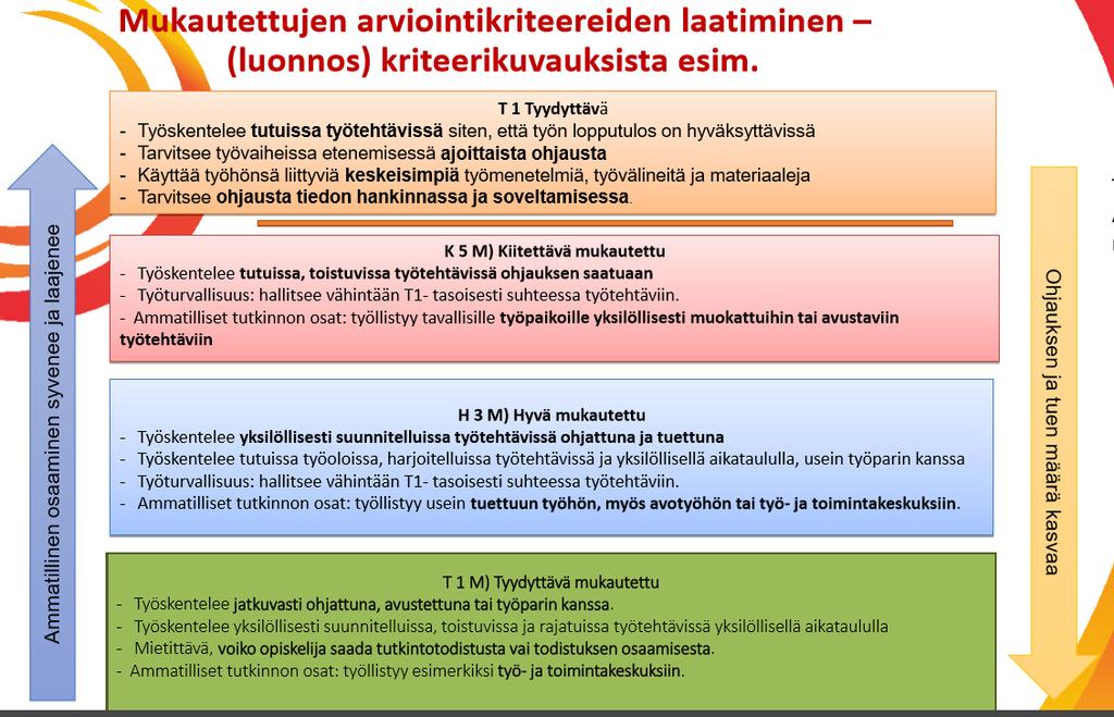 5 Osaamisen arviinnin mukauttaminen ja tdistus Tiet piskelijan saamisen arviinnin mukauttamisesta n merkittävä piskelijalle annettavaan tdistukseen myös sanallisesti.