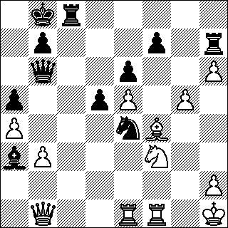 -149- esim. 15.Rxd4 cxd4 16.Lxg6 fxg6 17.gxh6 Lxh6 18.Lxh6 Txh6 19.Dd2 Th8 20.Dg5 valkean eduin. 26/Mh7!Sh7!27/Eg4!Ui8!28/hi7!d5!29/Sd6!! Shf6!!! Parempi kuin 18... Rxc5 tai varsinkin 18.