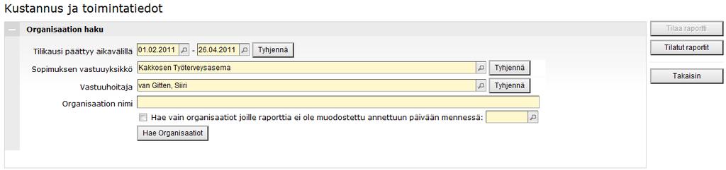 2/29 2.1.1 Organisaatioiden haku ekelaraportti voidaan tilata yksittäiselle organisaatiolle tai useille yhtä aikaa.