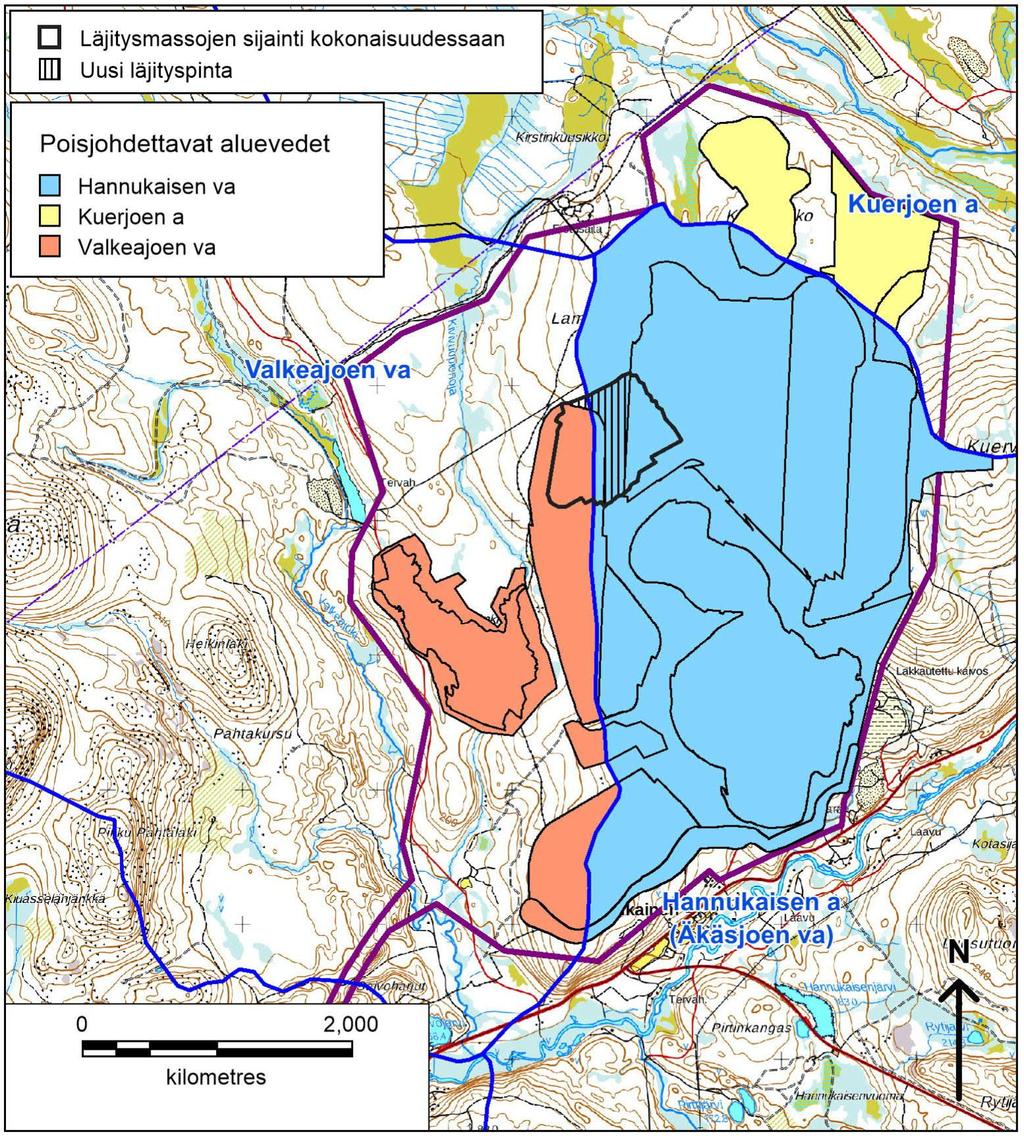 2 MUUTOKSEN VAIKUTUKSET YMPÄRISTÖÖN 7 2.1 Vaikutukset pintavesiin Vastineessa (14.3.2018) esitettiin projektin vesienhallintamuutoksia. Mm.