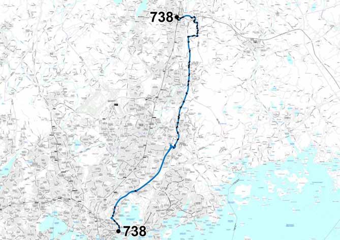 Liite 1-17 Linja 738 Kalasatama Lahdenväylä Lahdentie Sorsakorpi Keravan asema Linja 738 Ruuhka Päivä/ilta La, päivä Su, päivä Vuoroväli, min 30 - - - Linjan kuvaus Linja 738 luo yhteyksiä Helsingin