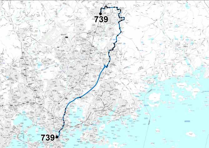 Liite 1-19 Linja 739 Rautatientori Lahdenväylä Lahdentie Kuninkaanmäki Nikinmäki Pohjois-Nikinmäki Leppäkorpi Korson asema Linja 739 Ruuhka Päivä/ilta La, päivä Su, päivä Vuoroväli, min 30 60 60 60