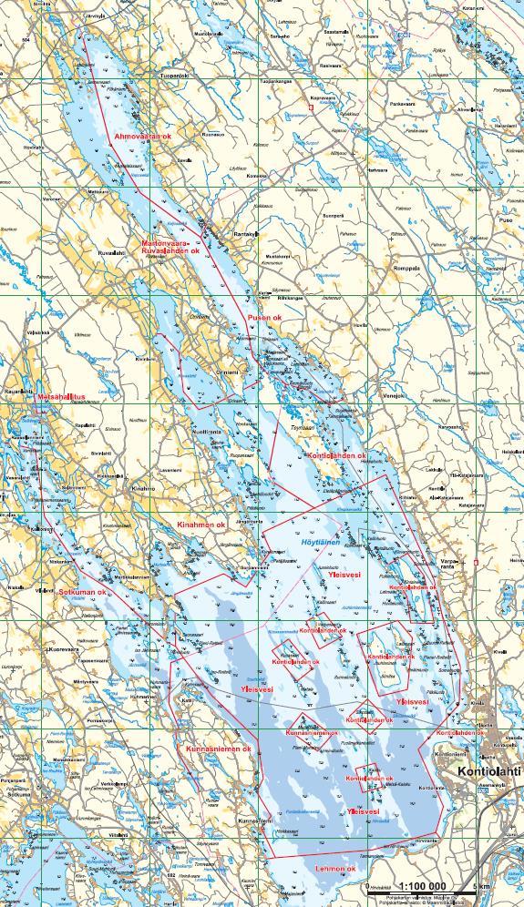 Höytiäinen pinta-ala 293 km 2, keskisyvyys 11 m, suurin syvyys 59 m kirkasvetinen ja oligotrofinen järven eteläosa syvä, länsi- ja pohjoisosa matalia länsi- ja pohjoisosissa vesi