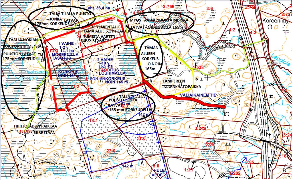 MHY on suunnitellut terminaalialueen toteuttamista yleispiirteisesti Vaihe 1 Ulkoilureitti siirretään