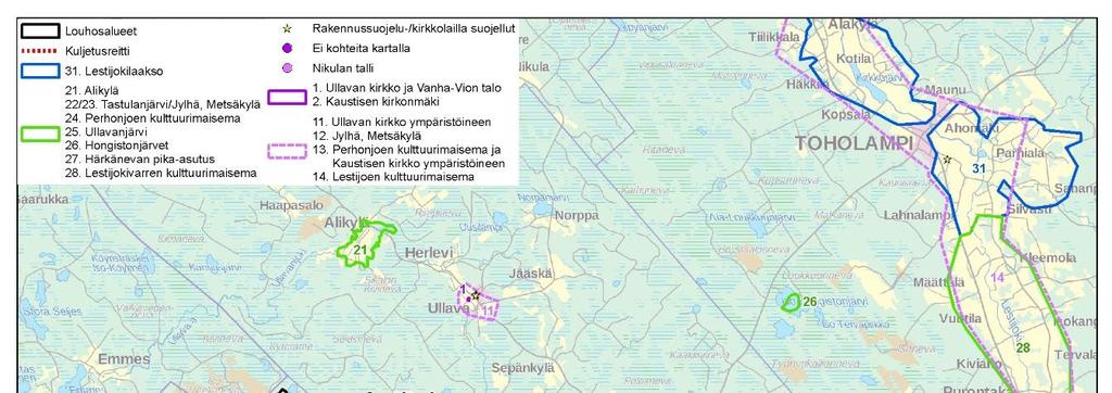 232 Kuva 6-10. Lähimmät maisema-alueet sekä kulttuuriympäristön kohteet.