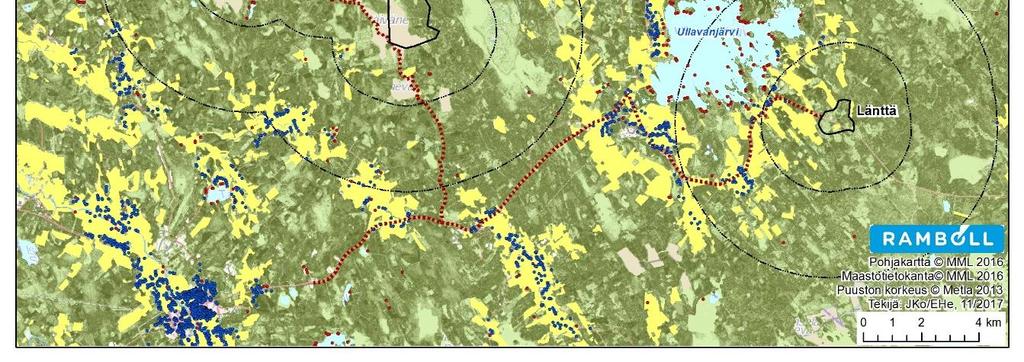 Sivukivikasojen havaitseminen lähivaikutusaluetta kauempana (>2 km) vaatii yleensä kuitenkin laajan avoimen alueen esim. peltoaukean tai vesistön, jonka laidalta maisemaa voi havainnoida.