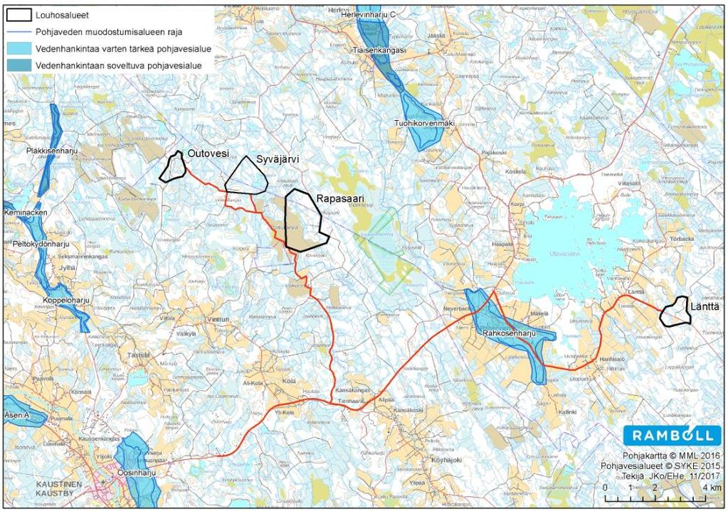 89 Pohjaveteen kohdistuvia vaikutuksia on arvioitu taulukon (Taulukko 5-6) mukaisella luokittelulla. Taulukko 5-6. Pohjaveteen kohdistuvien vaikutusten suuruusluokka.