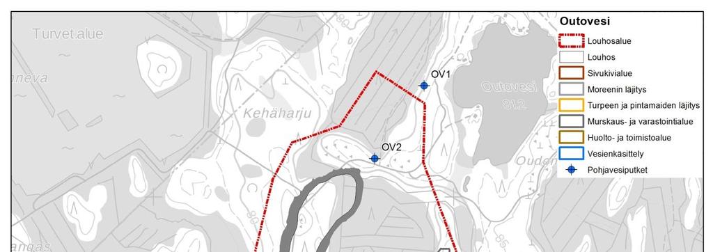 93 Outoveden alueella pohjaveden laatua on tutkittu alueelle asennetuista havaintoputkista (OV1, OV2, OV3, Kuva 5-8) otetuin vesinäyttein.