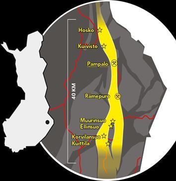 Alueellinen malminetsintä Karjalan kultalinjalla Yli 50 % mahdollisuus löytää >1 miljoonaa unssia kultaa Karjalan