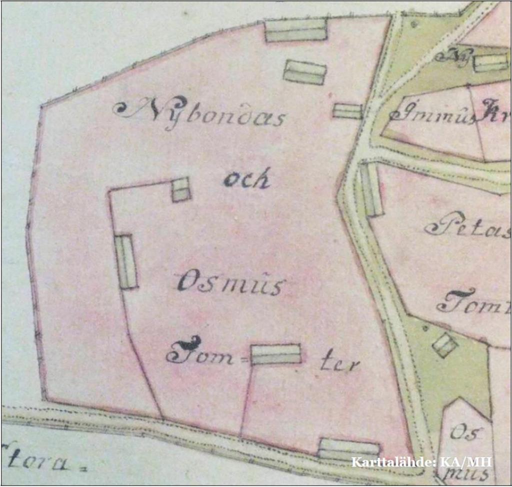 Museovirasto. Kapteenskanmäen tontit vuonna 1772. Kuva raportista V.