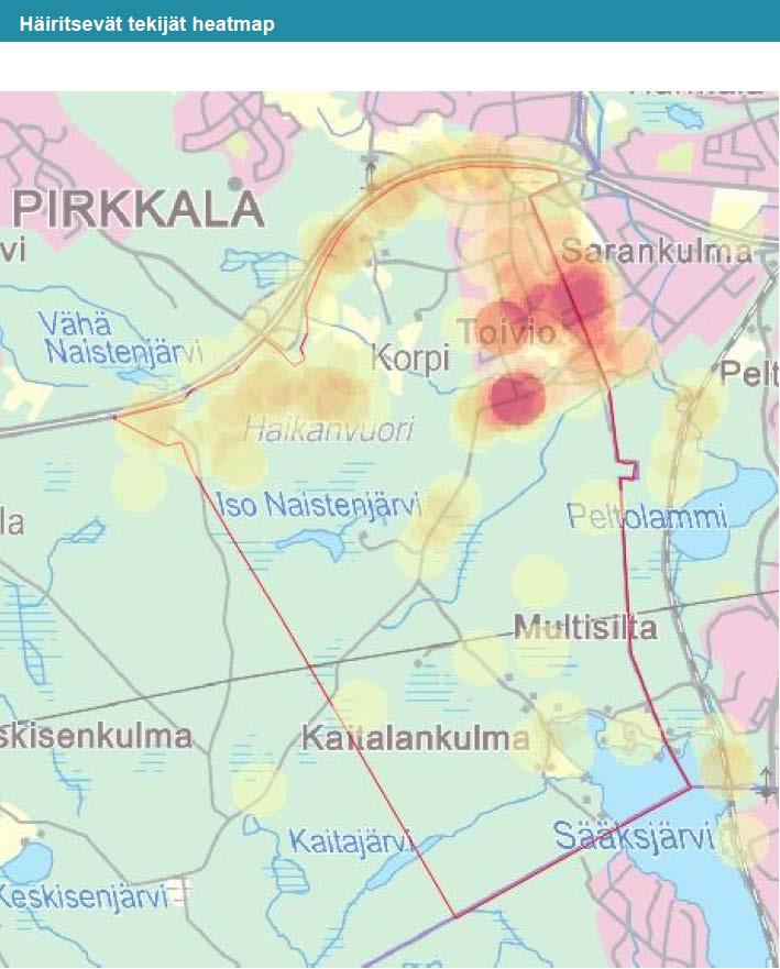 Toivion eharava tulokset häiritsevät tekijät Moottoritie Linnakallion työmaa-sarankulma -melu -Sarankulman suuntaan ruma näkymä -Tampereen puolella hoitamaton puistoalue, joutomaa, rumuus Koulun