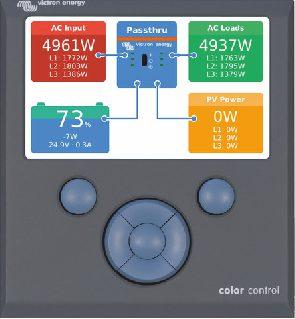 Color Control GX Victron Energyn uusi graafinen näy öyksikkö järjestelmän seurantaan sekä asetusten muu amiseen ja uusimpien laiteohjelmistojen (firmware) asentamiseen.