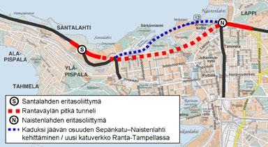 Tampereen keskustan liikenneosayleiskaava. YVA-menettelyn vaihtoehtoasetelma vastasi vuoden 2004 kehittämisselvityksen vaihtoehtoja. 3.