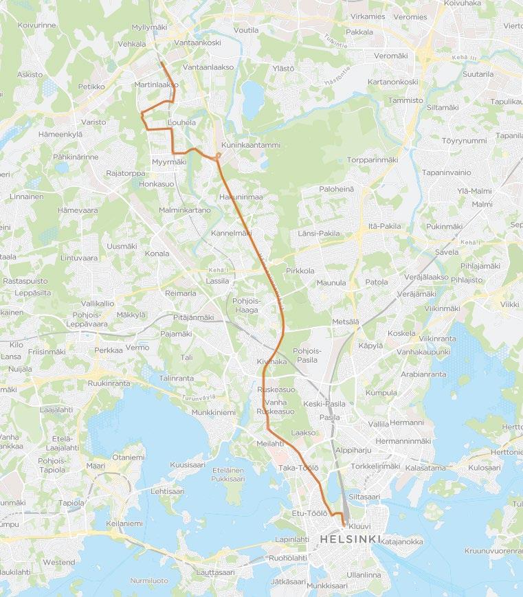 Runkolinja 400 Vantaankoski Elielinaukio Hämeenlinnanväylä Louhela