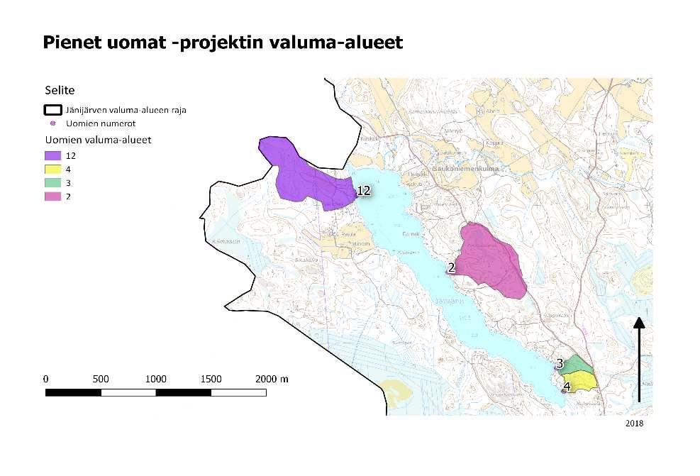 Kuva 6 Tutkittujen pienten uomien valuma-alueet HEINIJOKI Heinijoen alkupiste on Heinijärven luusuassa yksityisellä luonnonsuojelualueella, josta se virtaa monimuotoisena purona pelto-, laidun- ja