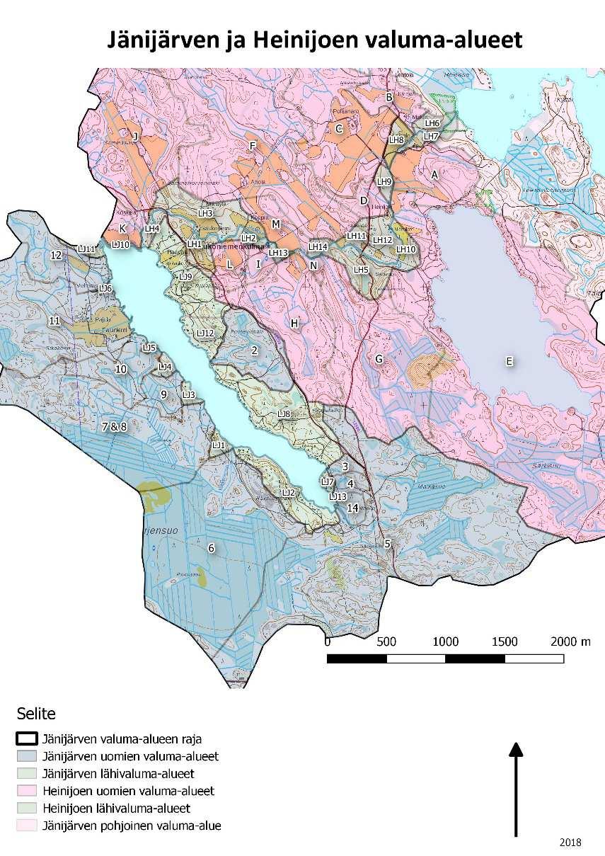 JÄNIJÄRVI Kuva 2 Jänijärven ja Heinijoen valuma-aluerajat Jänijärvi sijaitsee Kanta-Hämeessä Tammelan kunnassa. Järven pinta-ala on noin 83 hehtaaria.