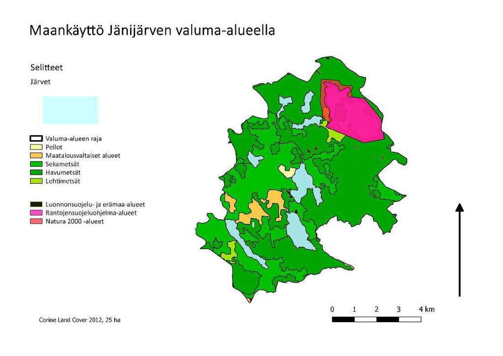 lopulta Itämereen. Järven rannalla on toista sataa kesämökkiä ja sen rannat ovatkin lähes täyteen rakennetut. Alla olevasta taulukosta (Taulukko 1) käy ilmi valuma-alueen maankäytön jakautuminen.