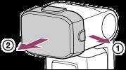 Heijastusadapterin kiinnittäminen 1 Kohdista heijastusadapterin kielekkeet