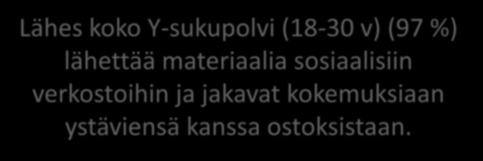 Lähes koko Y-sukupolvi (18-30 v) (97 %) lähettää materiaalia