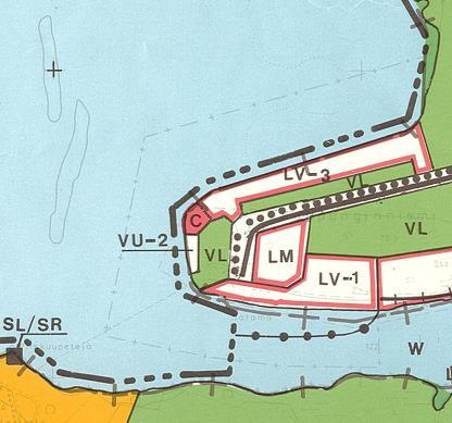 Suunnittelualue on taajamaosayleiskaavassa tieliikennealuetta (LM), lähivirkistysaluetta (VL) ja vesiliikennealuetta (LV-1, laiva- ja venesatama-aluetta).