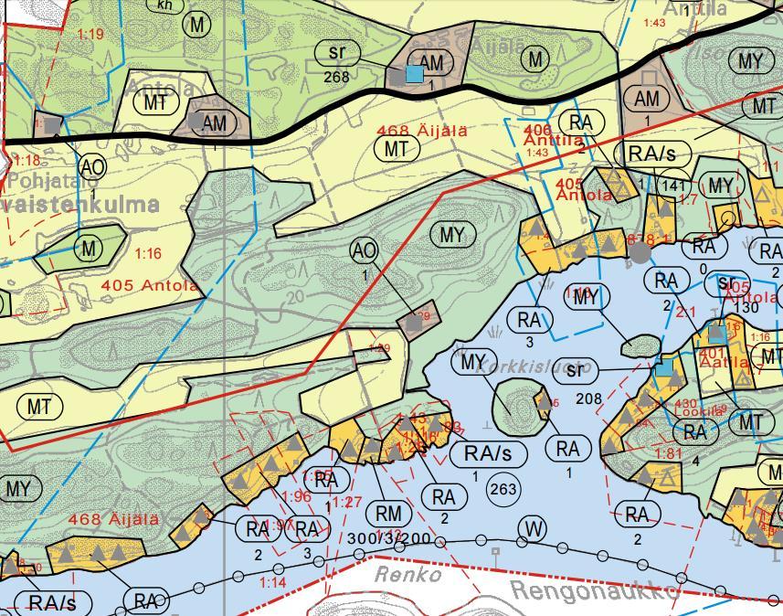 suojelualueita, pohjavesialueita, Natura 2000-alueita, valtakunnallisten suojeluohjelmien mukaisia alueita eikä perinnemaisemaselvityksen, muinaismuistojen, kallioinventoinnin tai