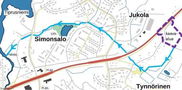 Tynnörinen - lämpölaitos LÄHTÖKOHDAT Sivu 11(24) varrella sijaitsevien omakotitalorakennuspaikkojen väliin sijoittuu rakentamaton metsäkaistale, jonka läpi kulkevien avo-ojien kautta alueelta valuvat