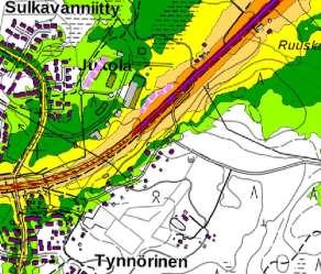 Kuva 8 Hulevedet (paikkatietoikkuna) Ympäristönsuojelu ja ympäristöhäiriöt Nilsiäntien ajoneuvoliikenne aiheuttaa melua kaava-alueelle ja sen läheisyyteen.