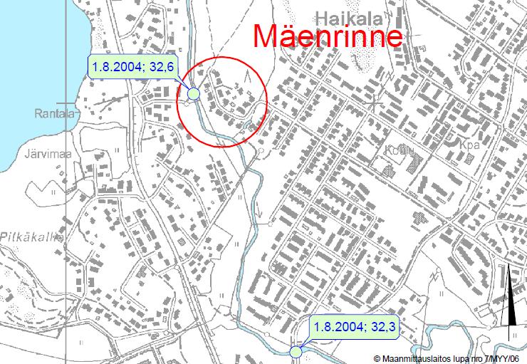 11/42 Kuva 6. Uudenmaan ympäristökeskus on määrittänyt Mäenrinteen alueelle alimman suositeltavan rakennuskorkeuden.